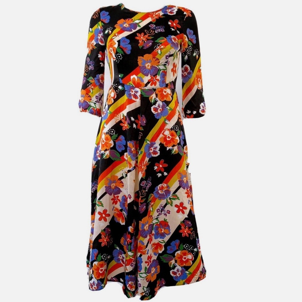 Zara Black Floral Long Sleeve Dress